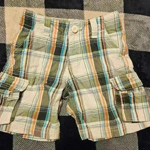 Arizona Boys Blue and Orange Plaid Shorts Size 4